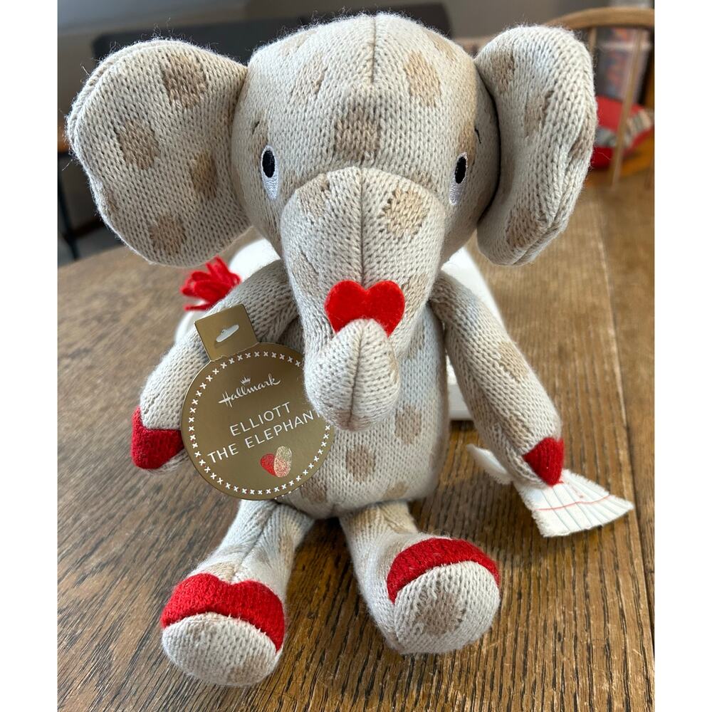 New! Hallmark Elliot the Elephant Polka Dot Plush Retired 2015 Hearts Love Note